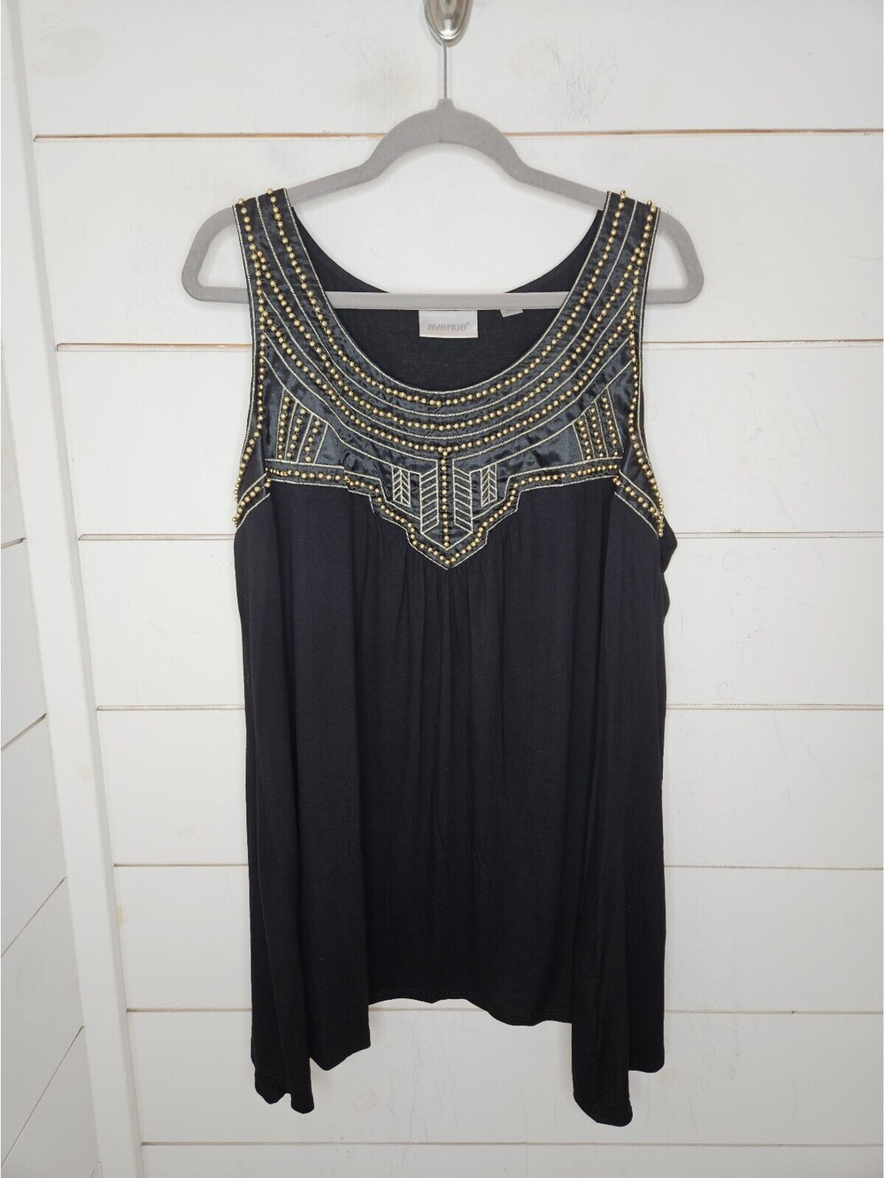 Avenue size 22/24 black with gold beaded & embroidered embellishment tank top
